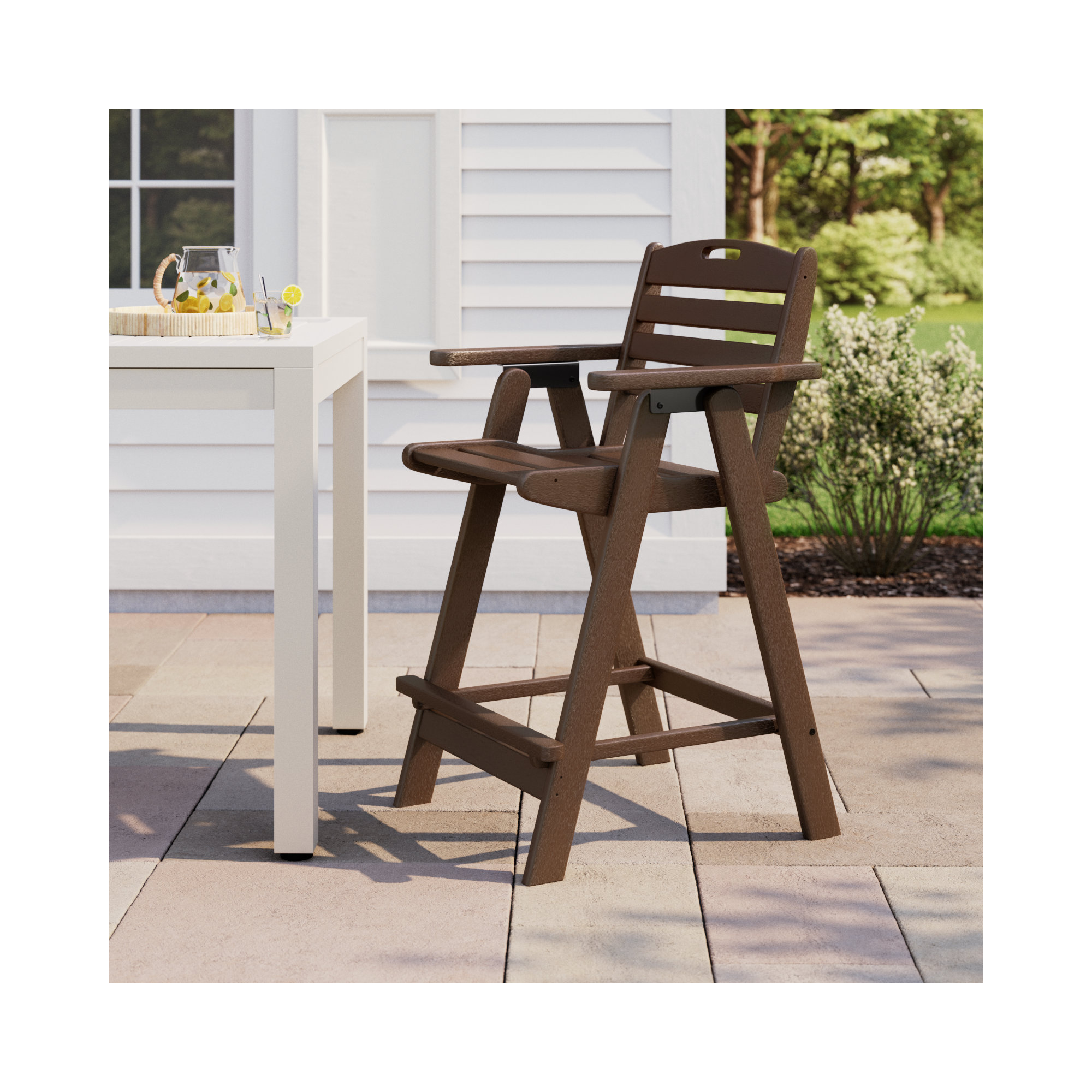 POLYWOOD Nautical Bar Chair, Mahogany