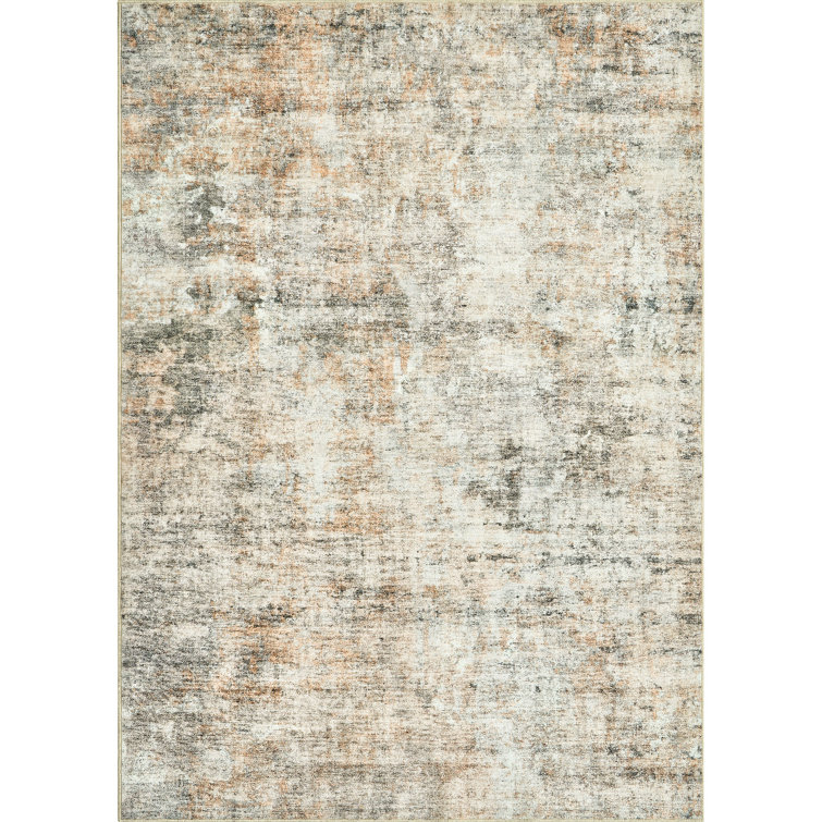 Modern Abstract Non Slip Washable Area Rug (Orange)