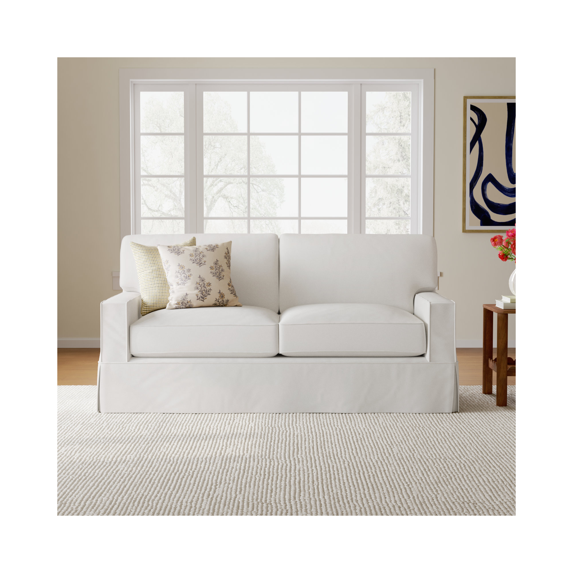 Taylor 78'' Upholstered Sofa, Bayou Off White Canvas