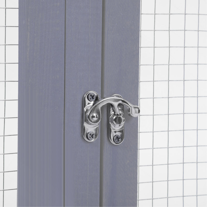 Enclos pour chat en bois avec 6 plateformes de saut, 2 condos pour chat, pont pour chat et planche à gratter, gris
