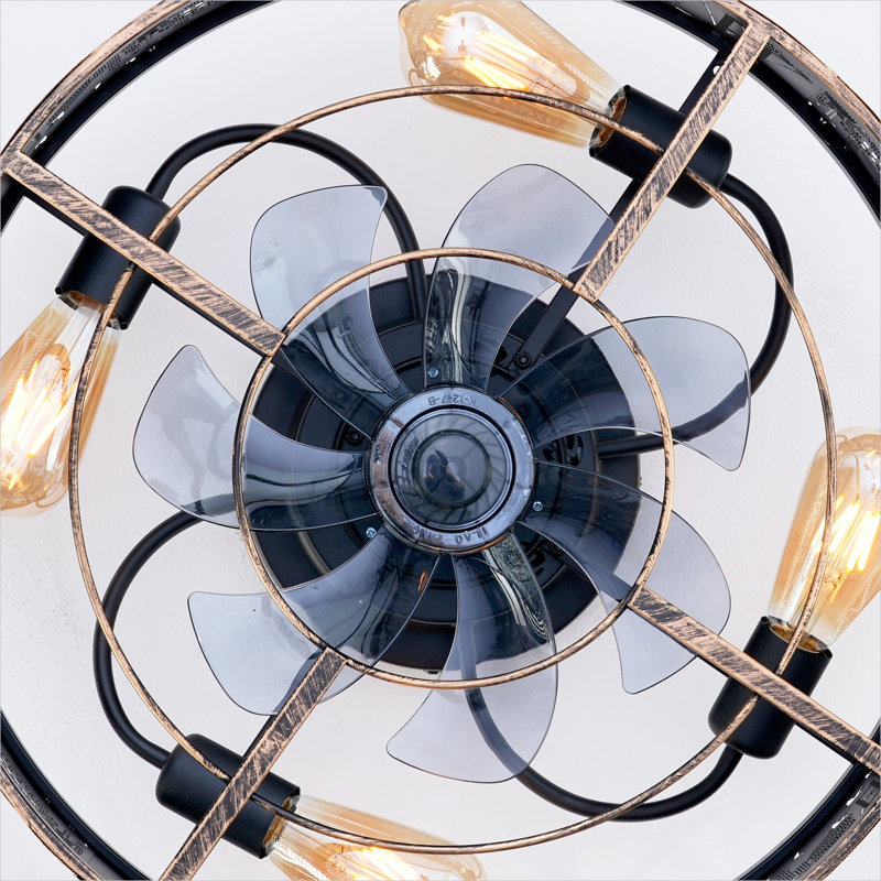 Ventilateur de plafond de chambre à coucher et de salon avec PC rosé + doré et bronze, télécommande et débit d'air saisonnier