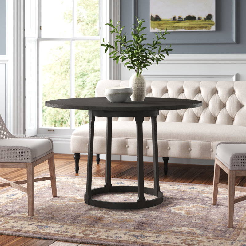 Delfina Oak Round Dining Table, Black