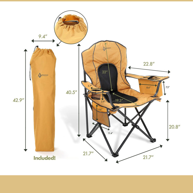 Chaise de camping pliante rembourrée, Brun clair