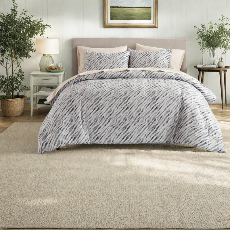 Ensemble de literie Queen, couette grise en polyester, style moderne