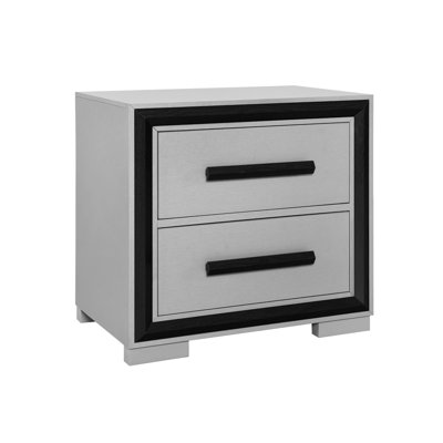 29,75 po Commode large noire avec 2 tiroirs spacieux pour le rangement - bois massif + vie élégante