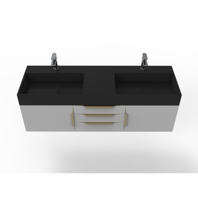 Ensemble de meuble-lavabo double mural 60 po Russett