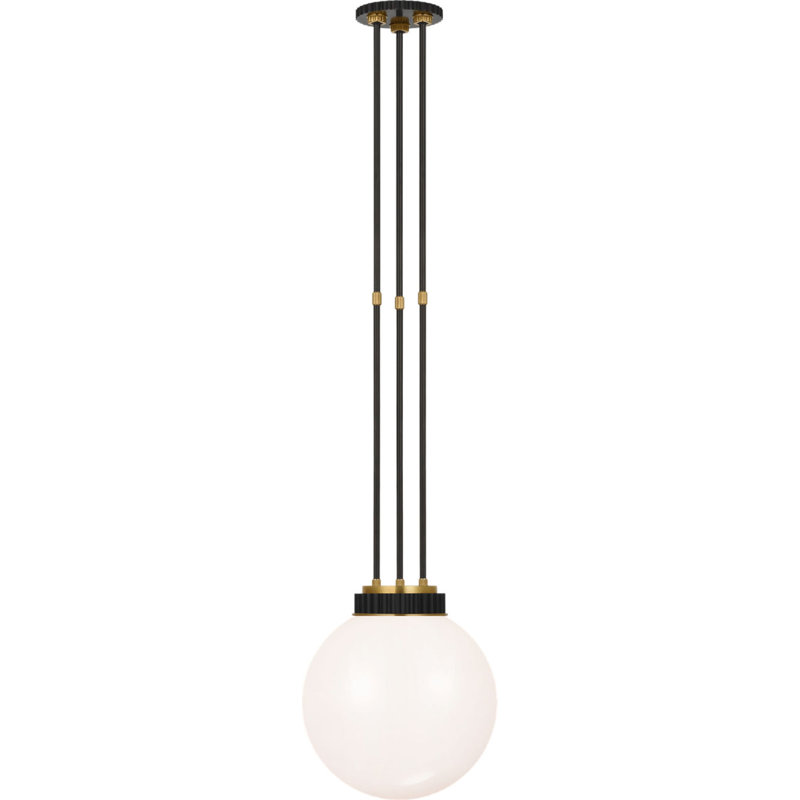 Cavill 12" Pendant with White Glass, Bronze/Natural Brass