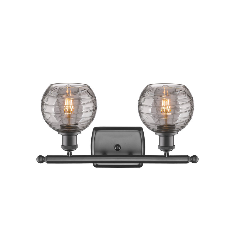 Éclairage pour meuble-lavabo à intensité variable Halvorson, Ampoule non incluse, Bronze huilé, Gris fumée clair
