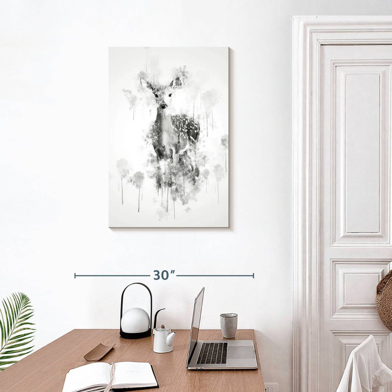 Cerf Brampt noir et blanc, H 30 po x l 20 po