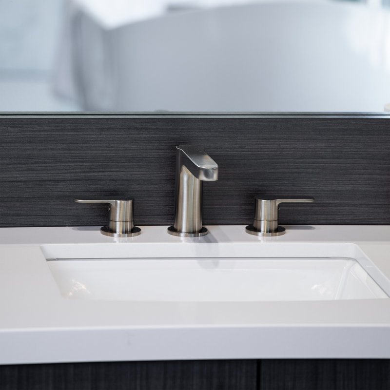 Studio Fallen Leaf Widespread Bathroom Faucet with Drain Assembly, Brushed Nickel