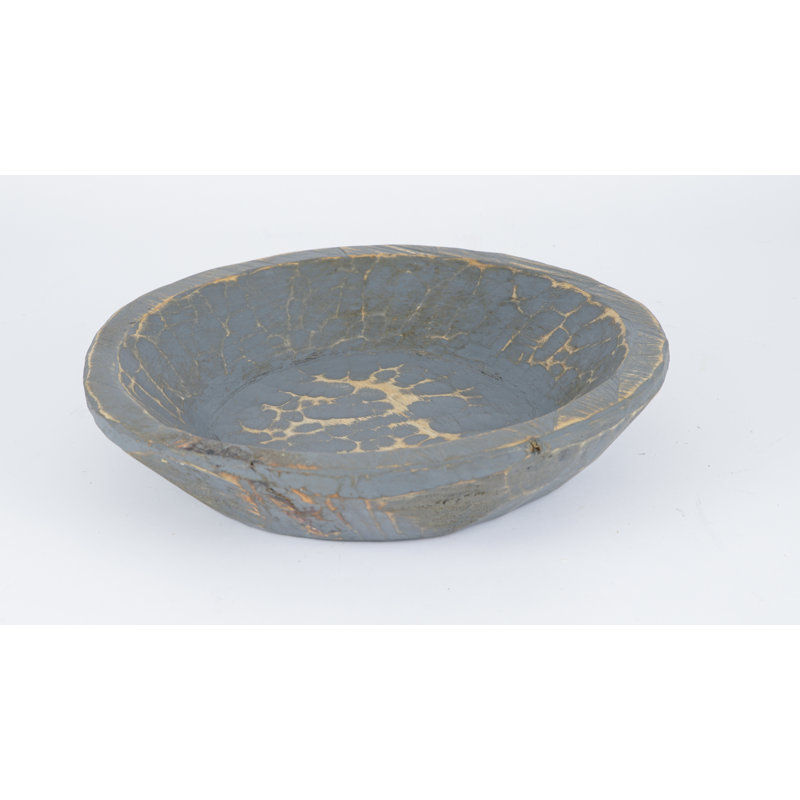 Bol décoratif rond en bois Tuba Rustic, Gris industriel