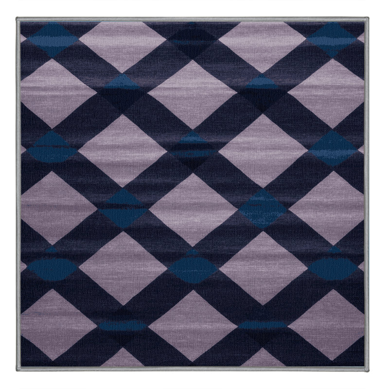 Machine Washable Checkered Pink Area Rug, Square 3'
