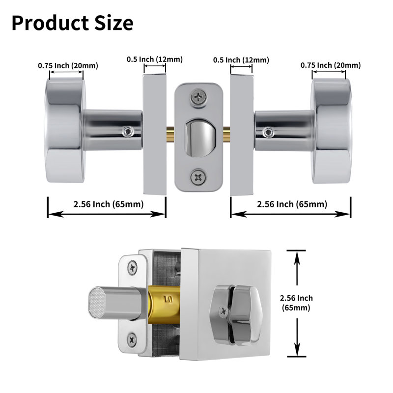 Deadbolt and Passage Door Knobs Set, Polished Chrome