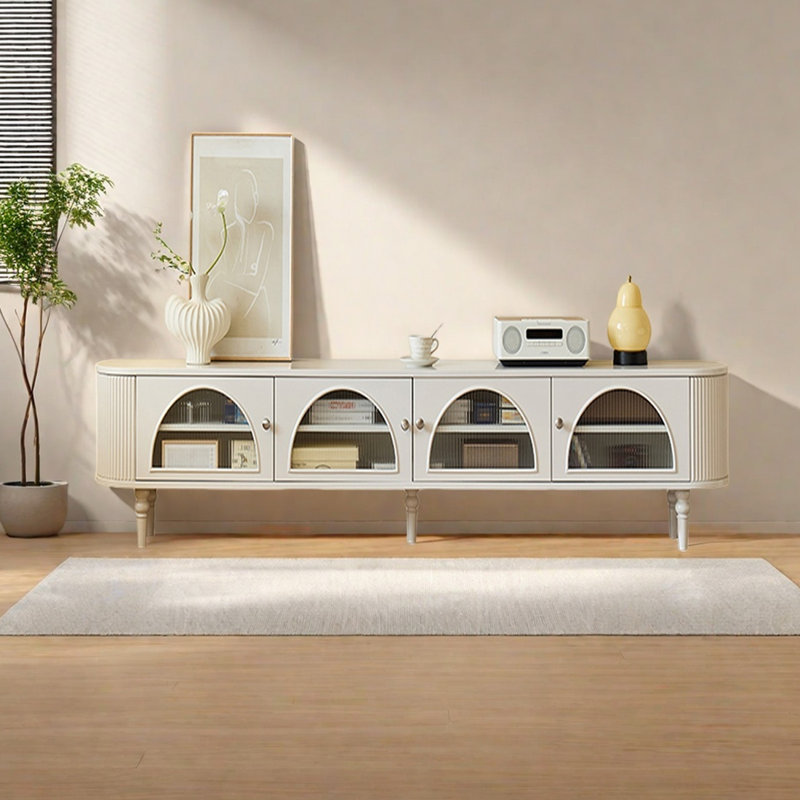 Solid Wood TV Stand with Multiple Cabinets, 18.9"H x 70.86"L x 13.78"W