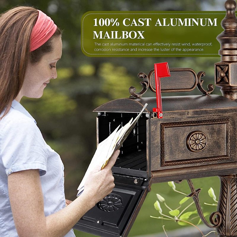 Bronze Cast Aluminum Decorative Pedestal Mailbox