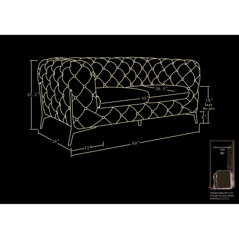 Structure en bois franc avec mousse à 3 couches dans l'assise en bois massif blanc