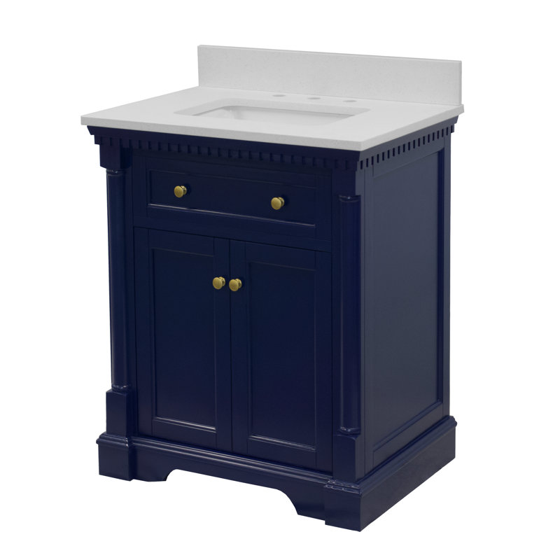Meuble-lavabo simple 30 po Fossen, Quartz, Bleu royal