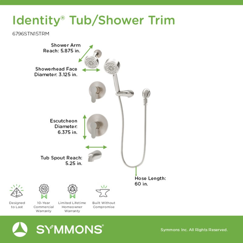 Système de douche et baignoire à deux poignées Identity HydroMersion, Nickel satiné