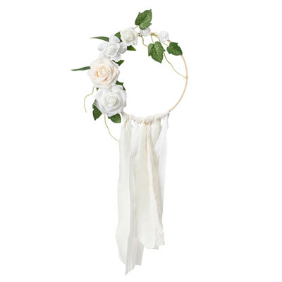 Artificial Outdoor Flower Wreath Hanging Garland Decor for Wedding Party Festivals Home White