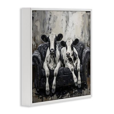 Lounging Cows On Couch Framed Giclee Art, Design By Lsr Creative Studio