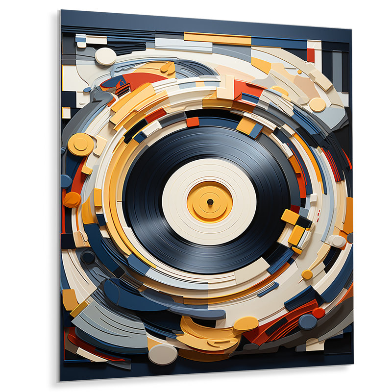 Geometric Grooves Compact Discs - Disque compact en métal, art mural, H 32 po x l 16 po x P 1 po