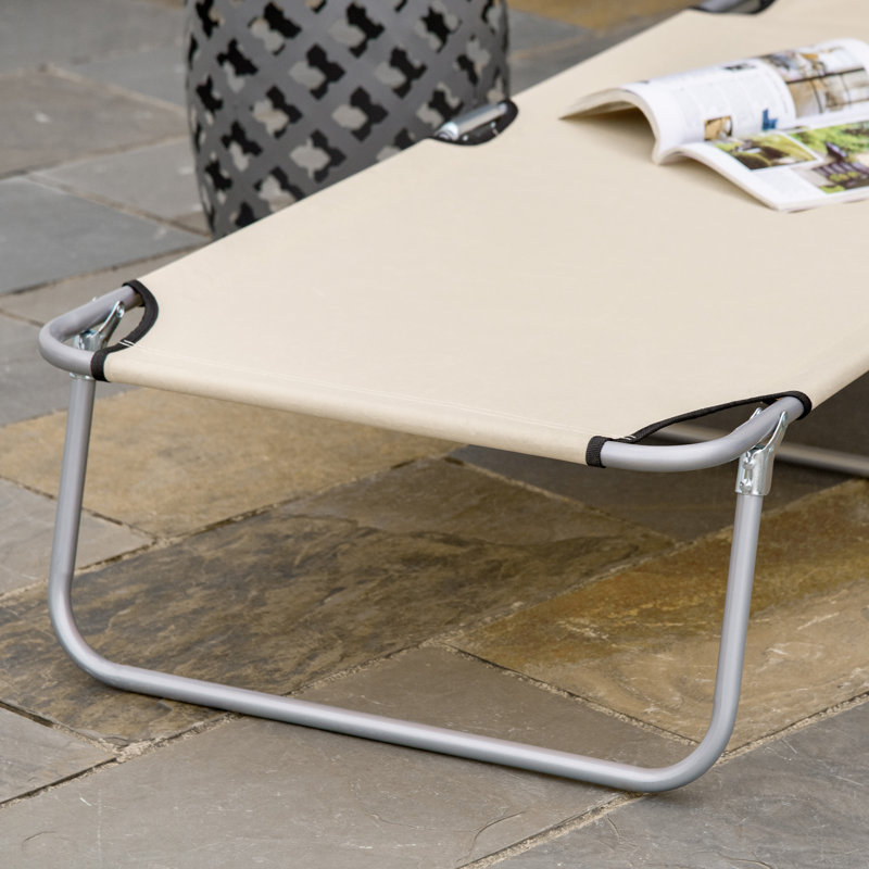 Chaise longue d'extérieur en métal Simrun, Beige, Blanc