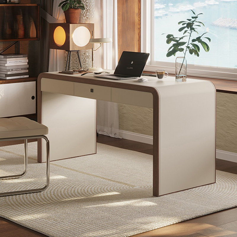 Bureau blanc rectangulaire en bois manufacturé, H 30,31 po x l 62,99 po x P 23,62 po