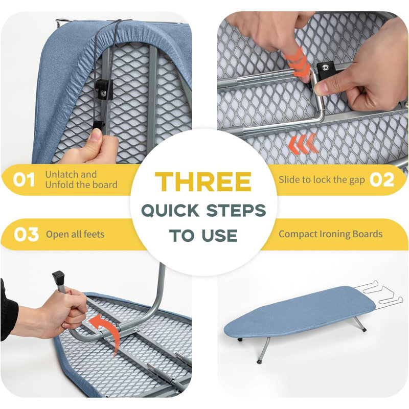 Small Folding Iron Board Portable with Non-Slip Feet, Blue