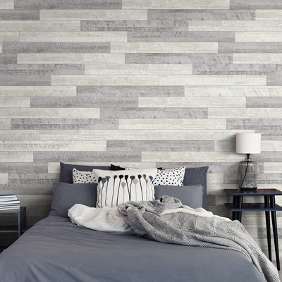 5" x 46.5" Peel and Stick Wall Paneling in Brown (12-pack)
