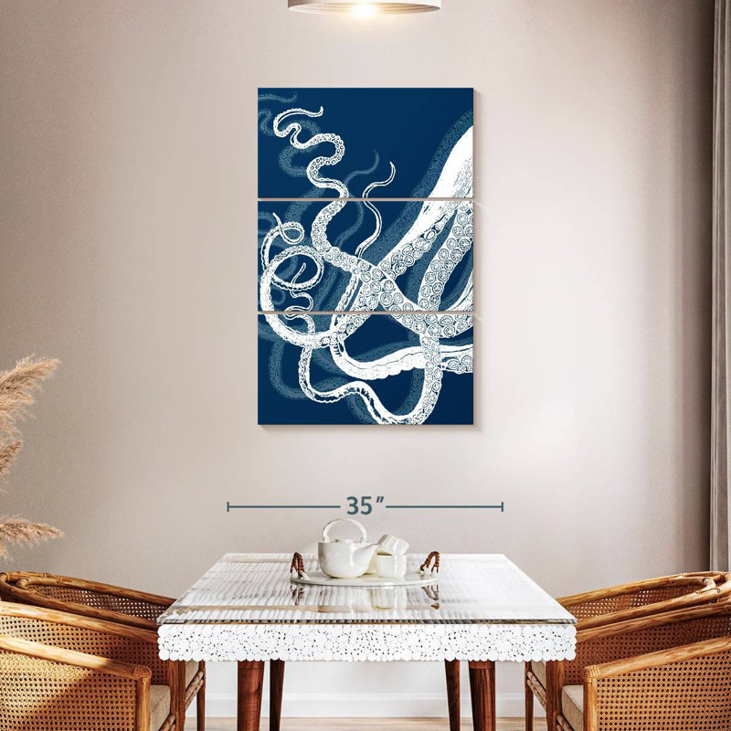 Tentacules Brampt Octopus - bleu et blanc, H 45 po x l 28 po