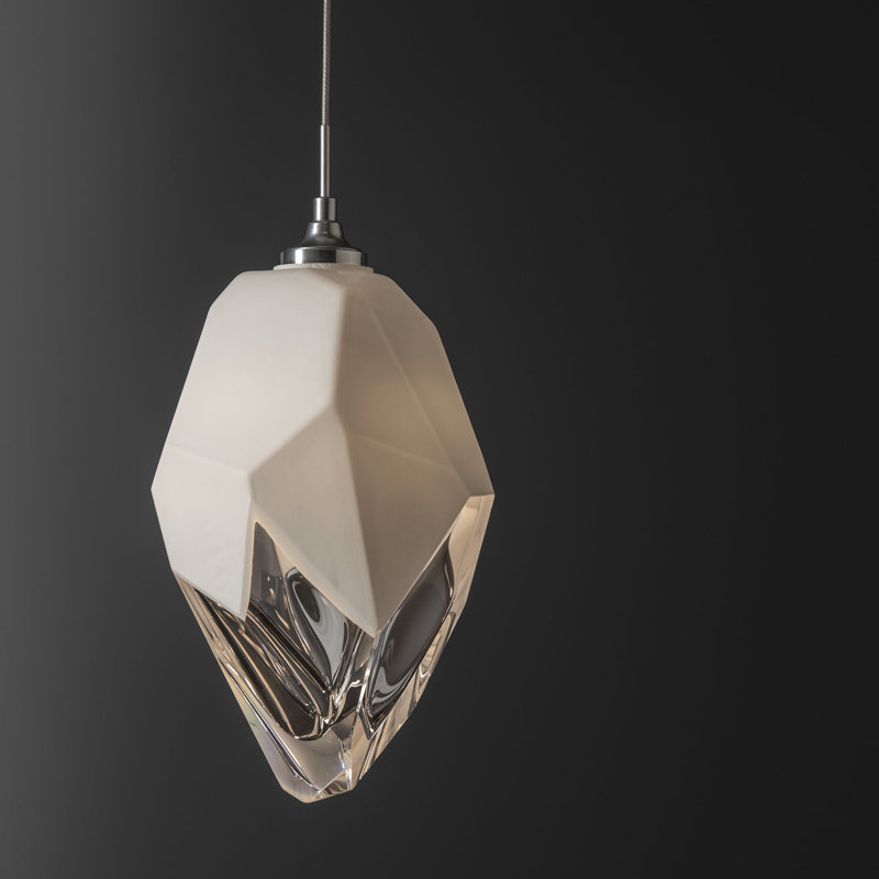 Luminaire suspendu géométrique simple Chrysalis, Blanc, Argenté
