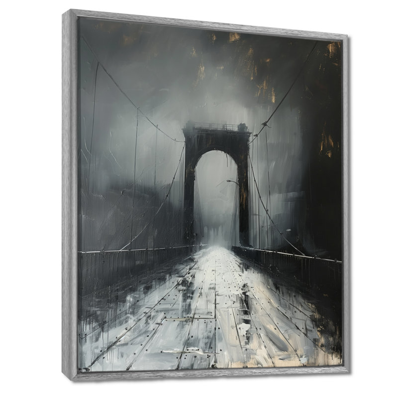 Impression sur toile grise et blanche monochromes, Toile argentée avec cadre flottant, H 20 po x l 12 po x P 1 po