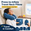 Oreiller de voyage gonflable pour la nuque – Oreiller ergonomique en forme de U pour avion, avec housse en velours doux et lavable, format compact et pliable, et sac de transport avec clip.