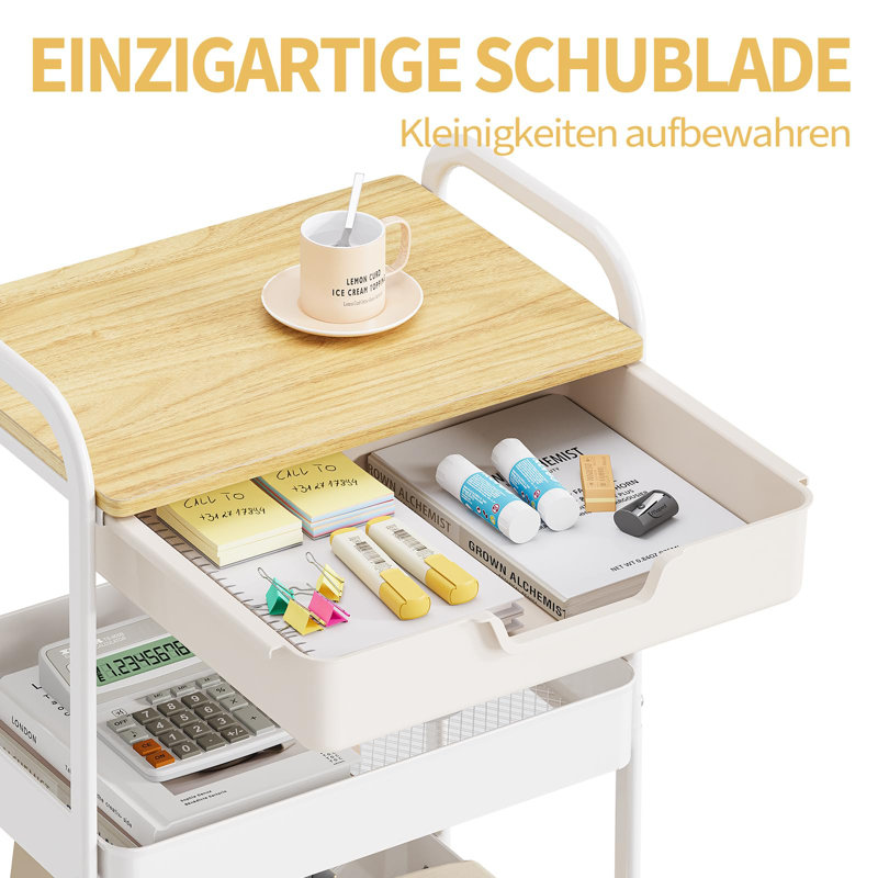 75cm H x 47cm W Utility Cart, White/Natural