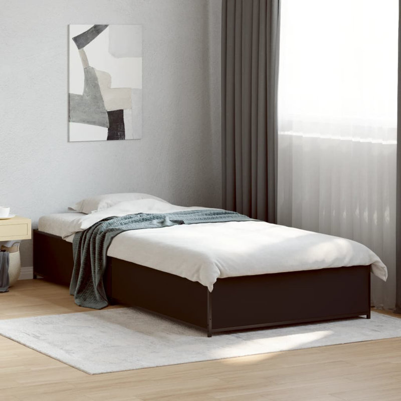Structure de lit vidaXL Bois d'ingénierie, métal double durable, Chêne fumé, Simple (3 pi)