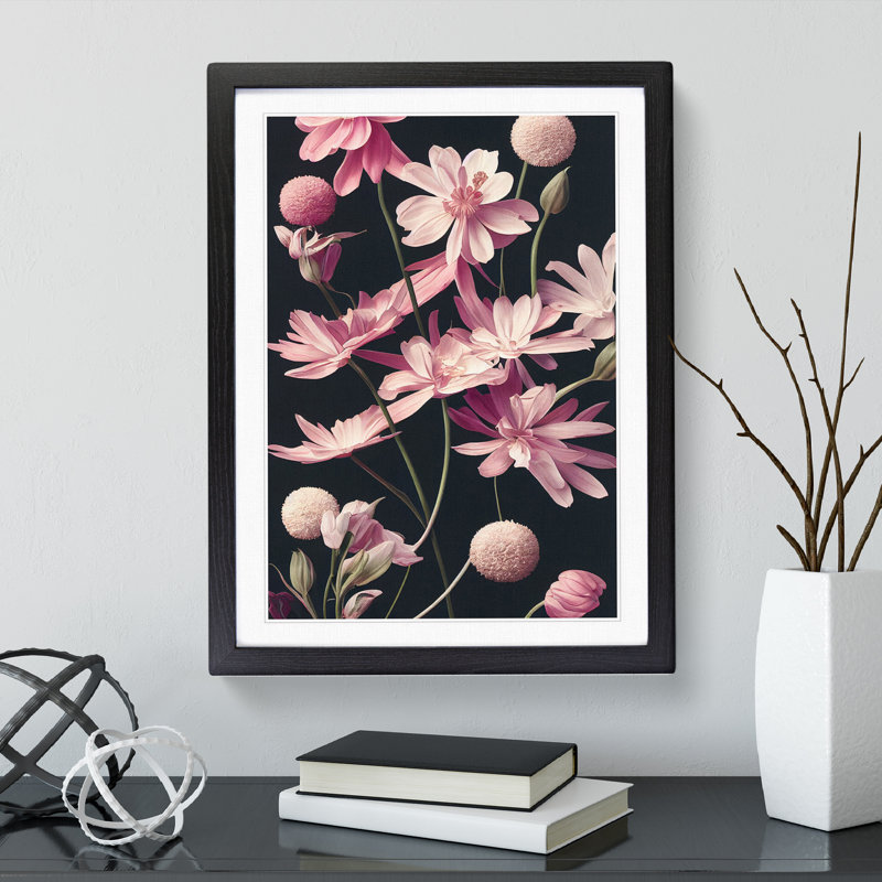 Pretty Little Flowers - Single Picture Frame Print, 64cm H x 46cm W x 2cm D, Black Framed