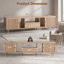 Meuble télé cannelé de 70 pouces, centre de divertissement moderne du milieu du siècle avec prise électrique, console multimédia avec 2 portes à fermeture douce et rangement ouvert pour le salon, chêne-966357798