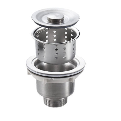Crépine d'évier de cuisine en acier inoxydable avec panier profond amovible et couvercle d'étanchéité - Filtration à 2 couches, accessoire de drain antirouille - Certifié cUPC