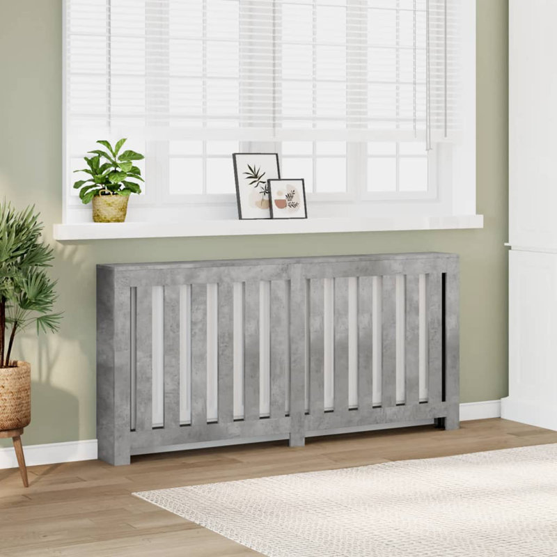 Extra Large Radiator Cover, Concrete Grey, 175 x 20 x 82 cm, Vertical Slats