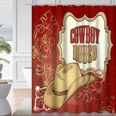 Waterproof Vintage Cowboy West RusticRodeo Shower Curtain with 12 Hooks