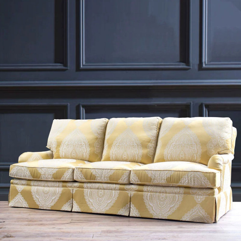 Canapé simple jaune décontracté, H 37,4 po x l 86,61 po x P 44,09 po, 3