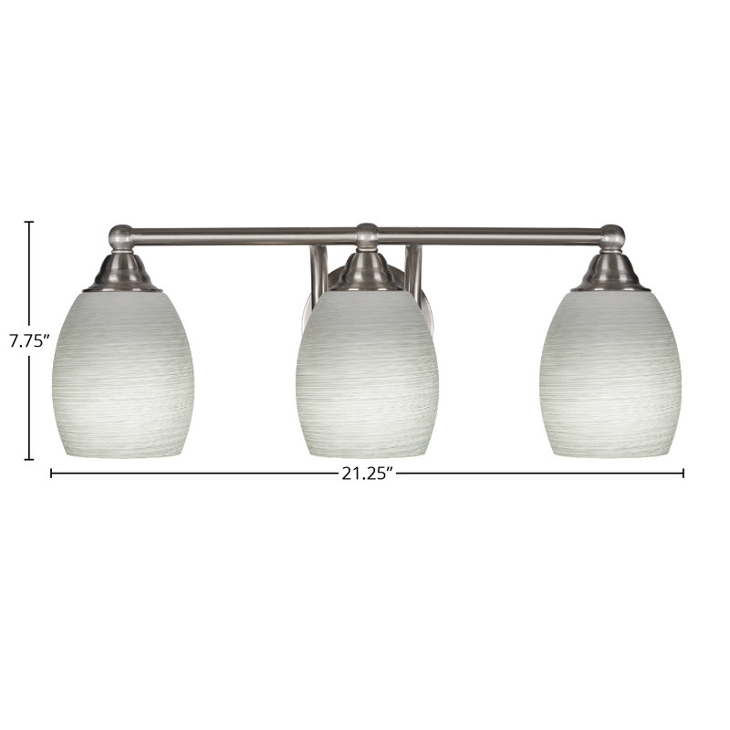 Barre d'éclairage de salle de bain 3 lumières Michell, Nickel brossé