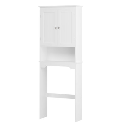 Économiseur d'espace au-dessus de la toilette, tablette blanche de salle de bain avec rangement à panneau en bois réglable, tablette, armoire en bois mobile