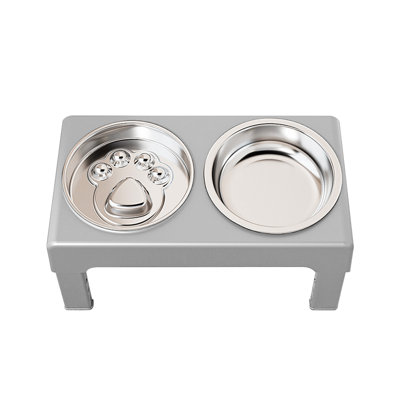 Elevated Dog Bowls Stand with Slow Feeder and 2 Stainless Steel Dishes, Height Adjustable Non-Slip Base Raised Pet Feeder for Most Sizes, Black