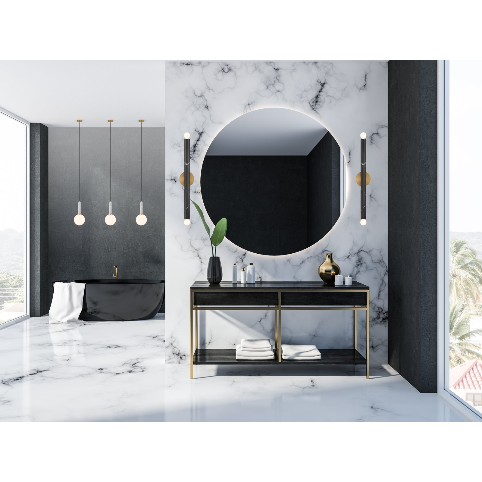 2 Light Dimmable Wall Sconces, Brass