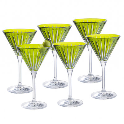 Coloured Martini Cocktail Glass - Assorted Colours -Champagne Glasses -Set of 6 -7 Oz.- Made in Europe