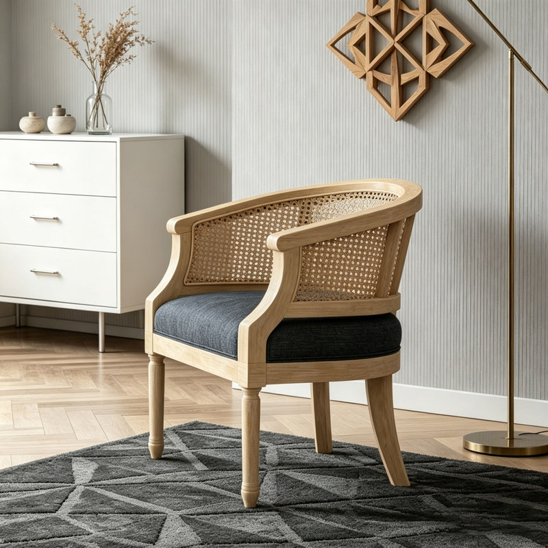 Fauteuil d'appoint en bois d'hévéa, Gris anthracite