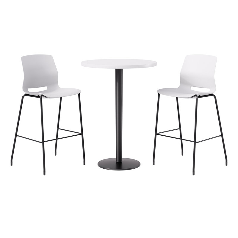 2 - Person Bar Height Dining Set, White, White/Black
