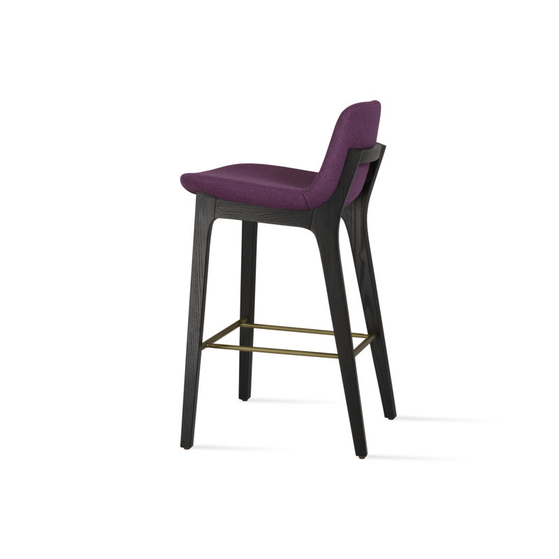 Comptoir en bois Pera HB, Tabouret de bar (siège d'une hauteur de 29 po), Nouvelle laine Camira marron foncé