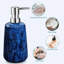 Ensemble d'accessoires de salle de bain bleu, distributeur de savon en céramique et porte-brosse à dents, ensemble de lavabo de salle de bain en grès 4 pièces pour décor moderne, série Starry